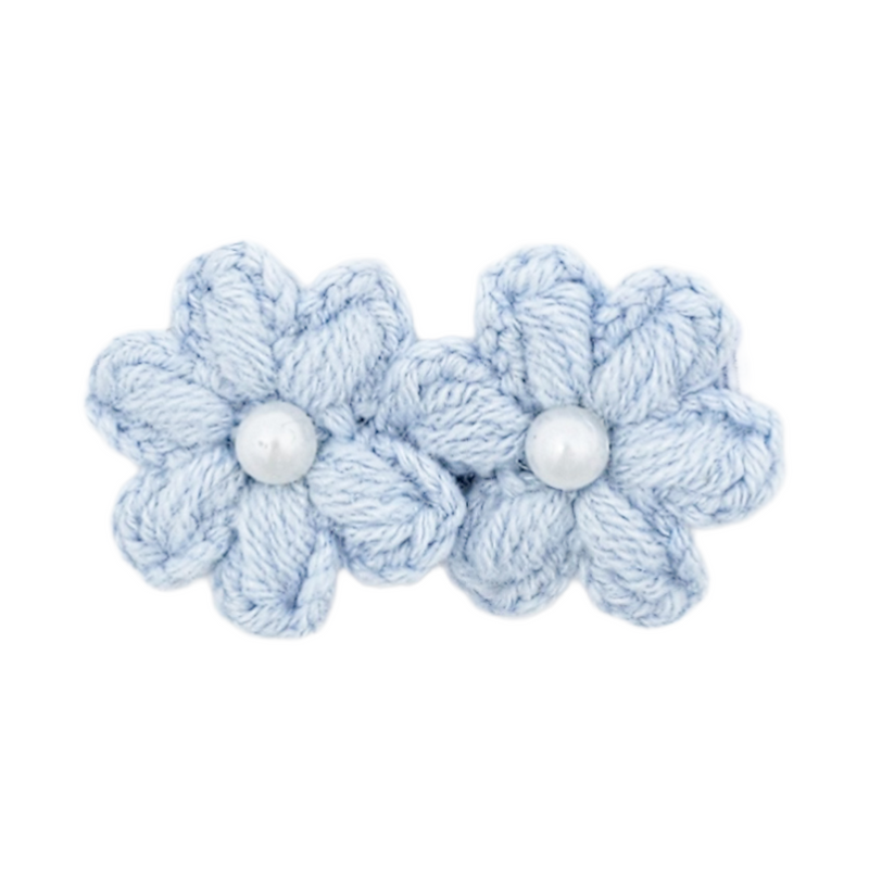 Crochet Pearl Petite Daisy Snap Hair Clips