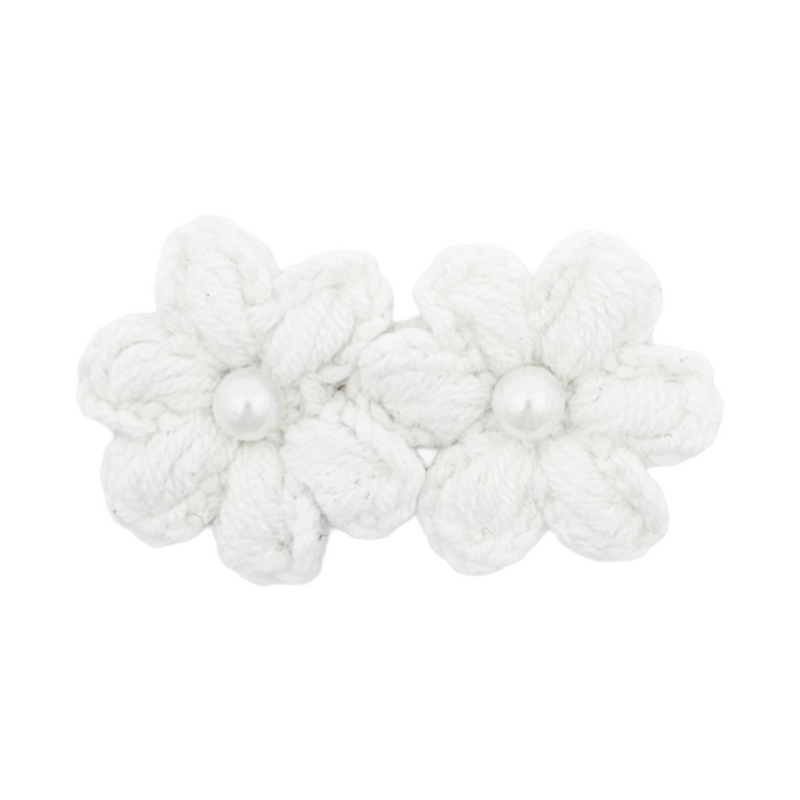 Crochet Pearl Petite Daisy Snap Hair Clips