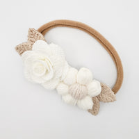 Vintage Crochet Rose And Daisy Baby Headband