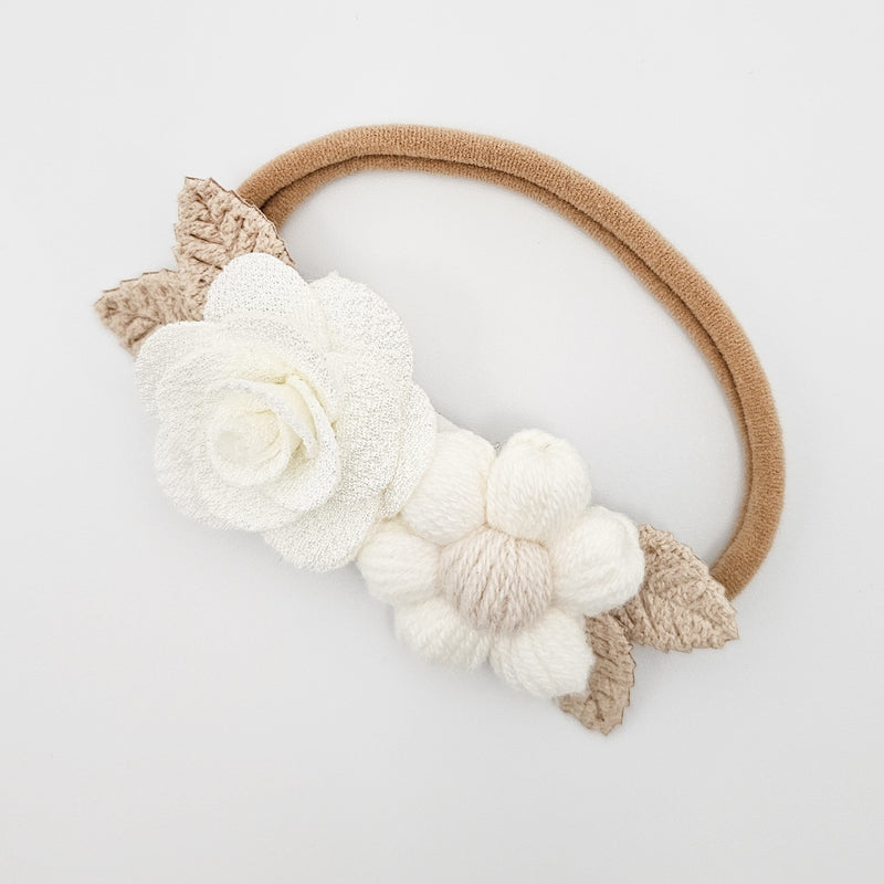Vintage Crochet Rose And Daisy Baby Headband