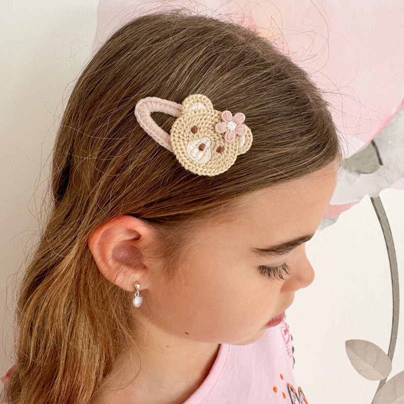 Crochet Teddy Bear Snap Hair Clip