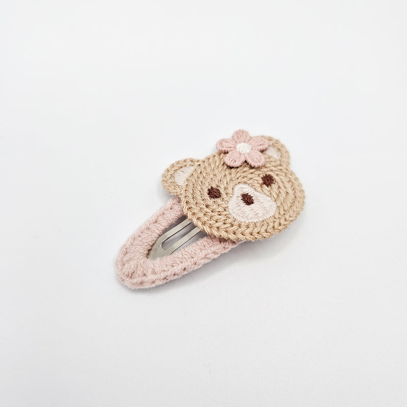 Crochet Teddy Bear Snap Hair Clip