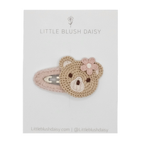 Crochet Teddy Bear Snap Hair Clip
