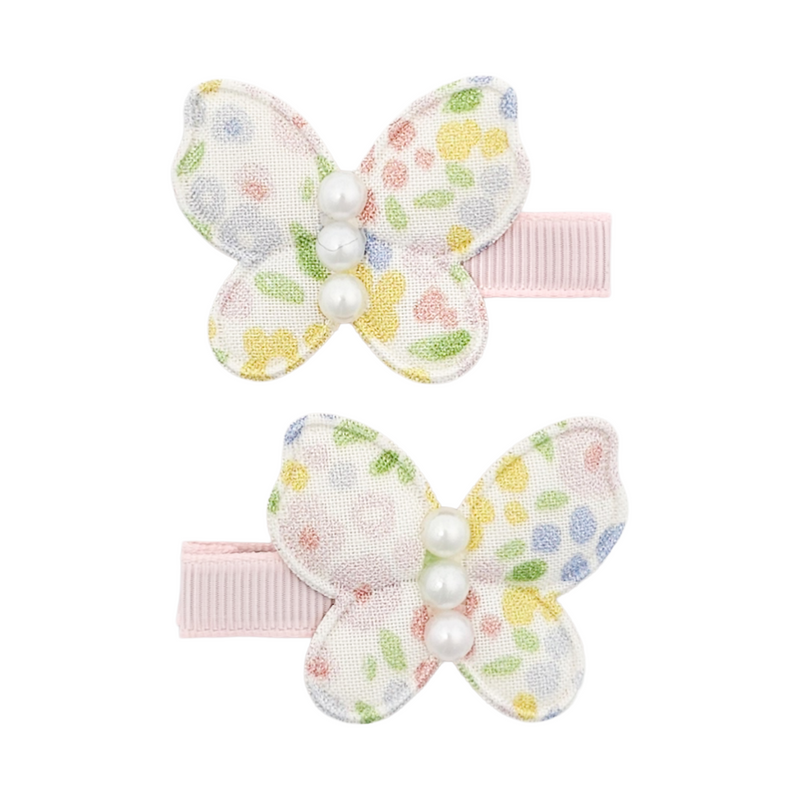 Floral pearl butterfly Duck Hair Clip