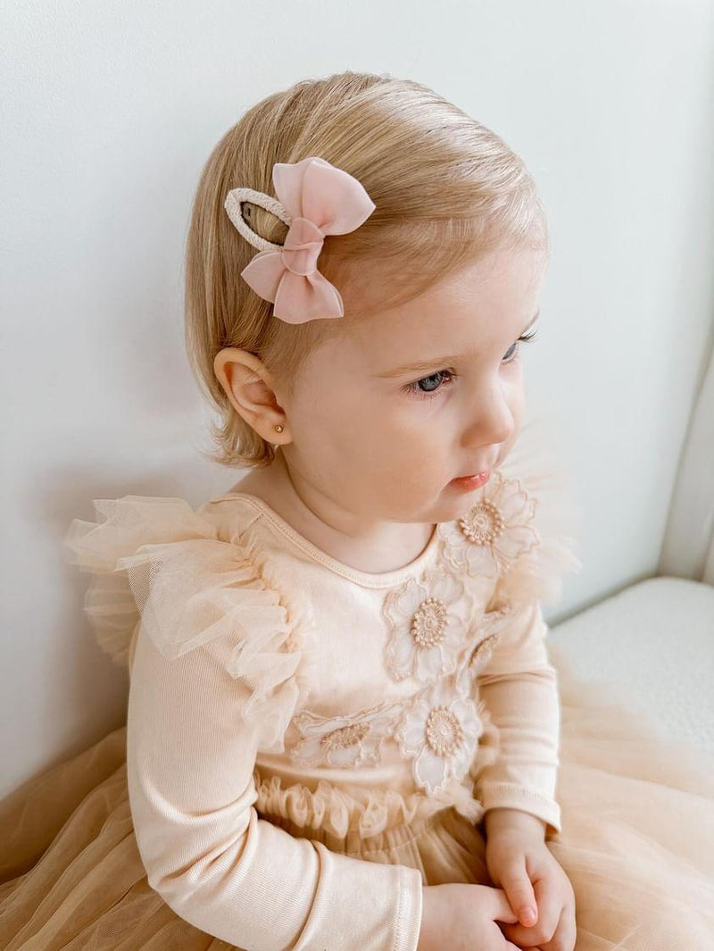 Rose Tulle Snap Hair Clips
