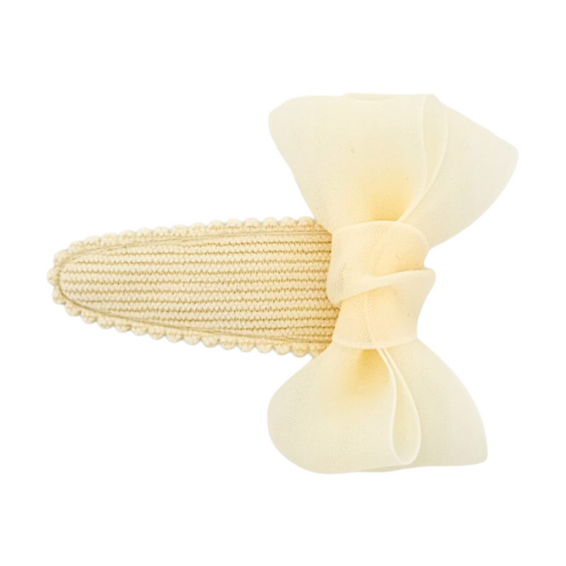 Lemon Chiffon Bow Snap Hair Clip