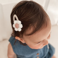 Crochet Hair Clip | Puff Daisy | White Rose