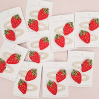 Crochet Strawberry Snap Hair Clip