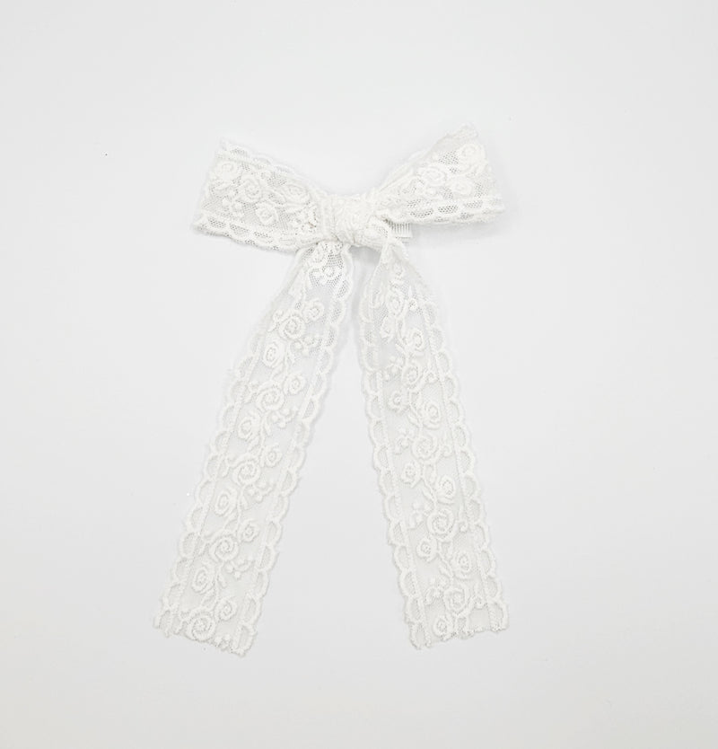 Fable Bow | Floral Lace White