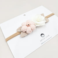 Crochet Puff Daisy And Rose Baby Headband