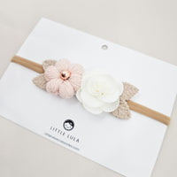 Crochet Puff Daisy And Rose Baby Headband
