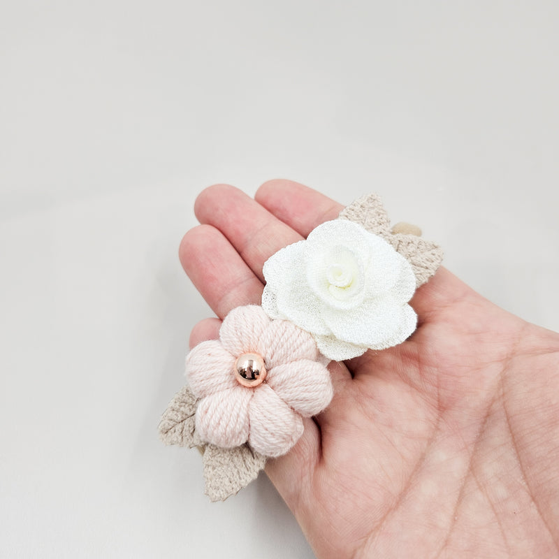 Crochet Puff Daisy And Rose Baby Headband