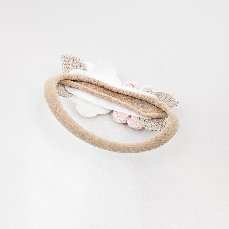 Crochet Puff Daisy And Rose Baby Headband