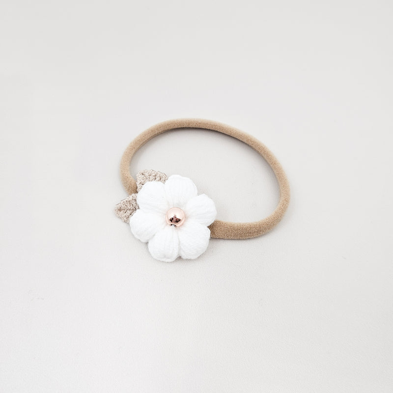 Newborn Headband Crochet Beaded White Puff Daisy Hair Accessory