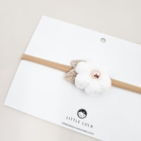 Newborn Headband Crochet Beaded White Puff Daisy Hair Accessory