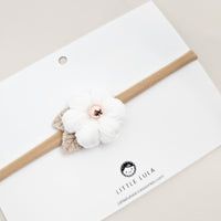 Newborn Headband Crochet Beaded White Puff Daisy Hair Accessory