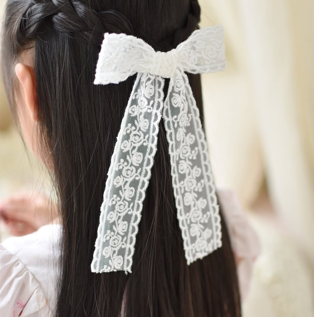 Fable Bow | Floral Lace White