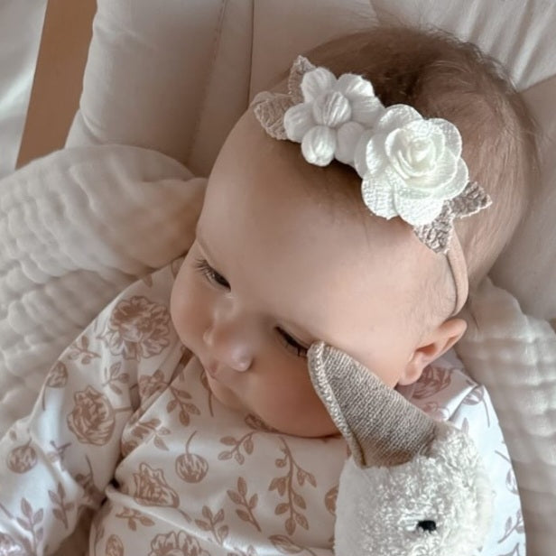 Vintage Crochet Rose And Daisy Baby Headband