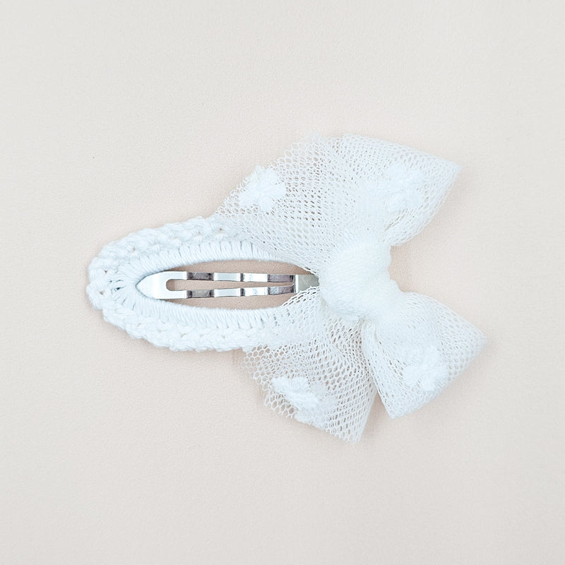 Ditsy Tulle Bow Crochet Hair Clip