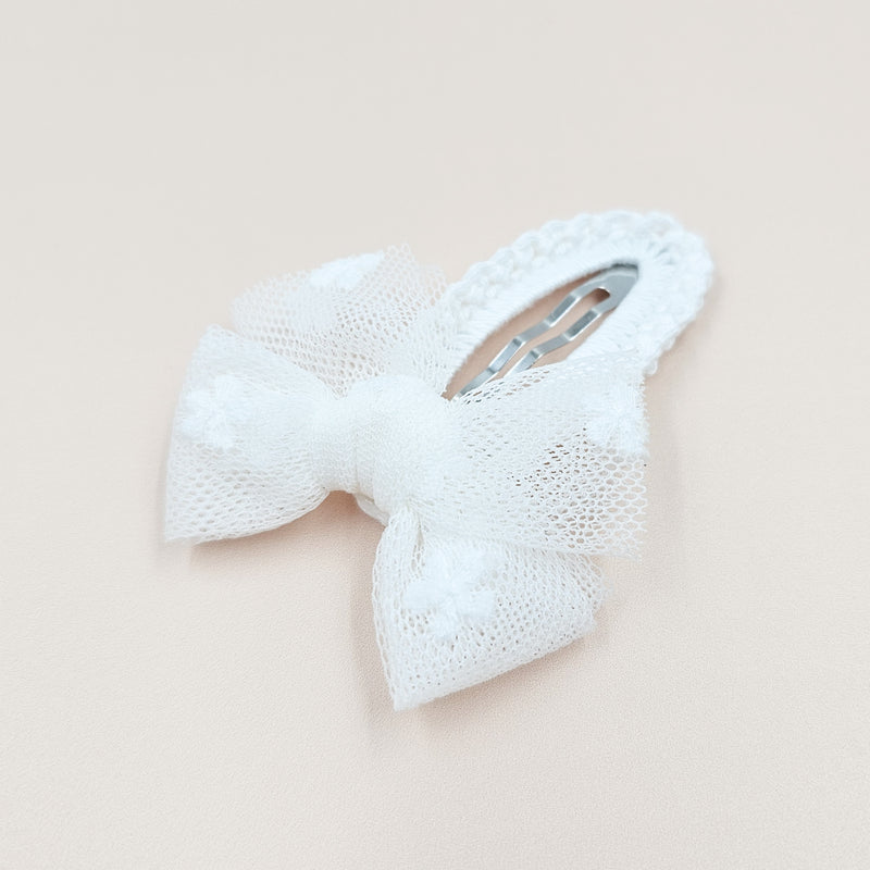 Ditsy Tulle Bow Crochet Hair Clip