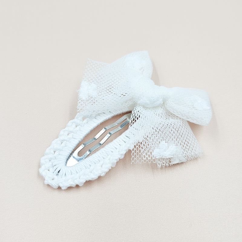 Ditsy Tulle Bow Crochet Hair Clip