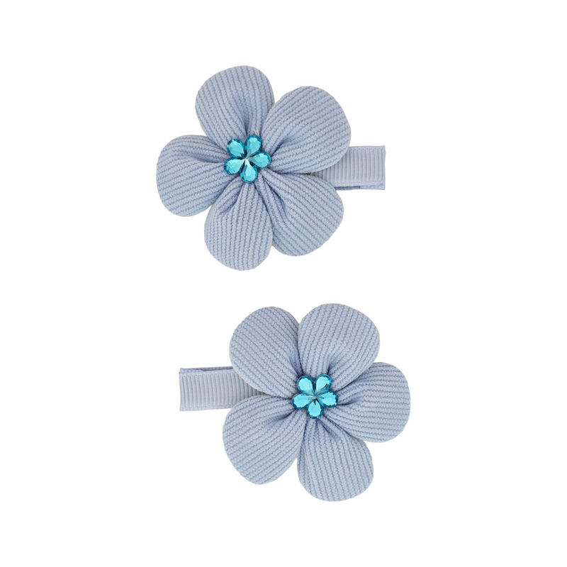 Jewel Flower Snap Hair Clips