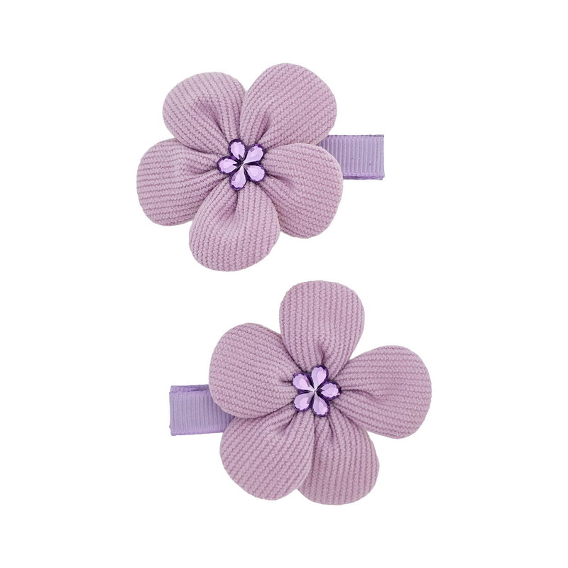 Jewel Flower Snap Hair Clips