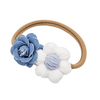Denim Rose And Puff Daisy Flower Baby Headband