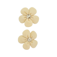 Pastel Yellow Flower Snap Hair Clips